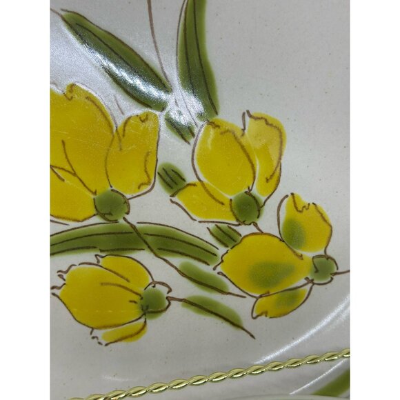 VTG Stonybrook Stoneware Dinner Plates Set of 2 Yellow Floral 10.5" Japan 1970s - Picture 3 of 7